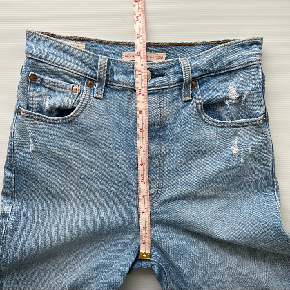 Levi’s Ribcage Premium Denim Jeans Straight Ankle Distressed High Waist 26 / 8 - Picture 12 of 15